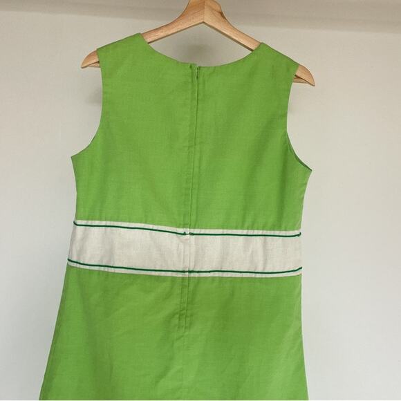 Vtg 60's Mod Green Sleeveless Embroidered Floral Swing Dress Retro Sz 13 Junior - Picture 5 of 10